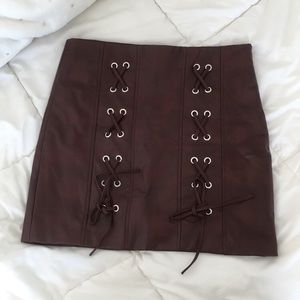 Windsor deep red leather skirt